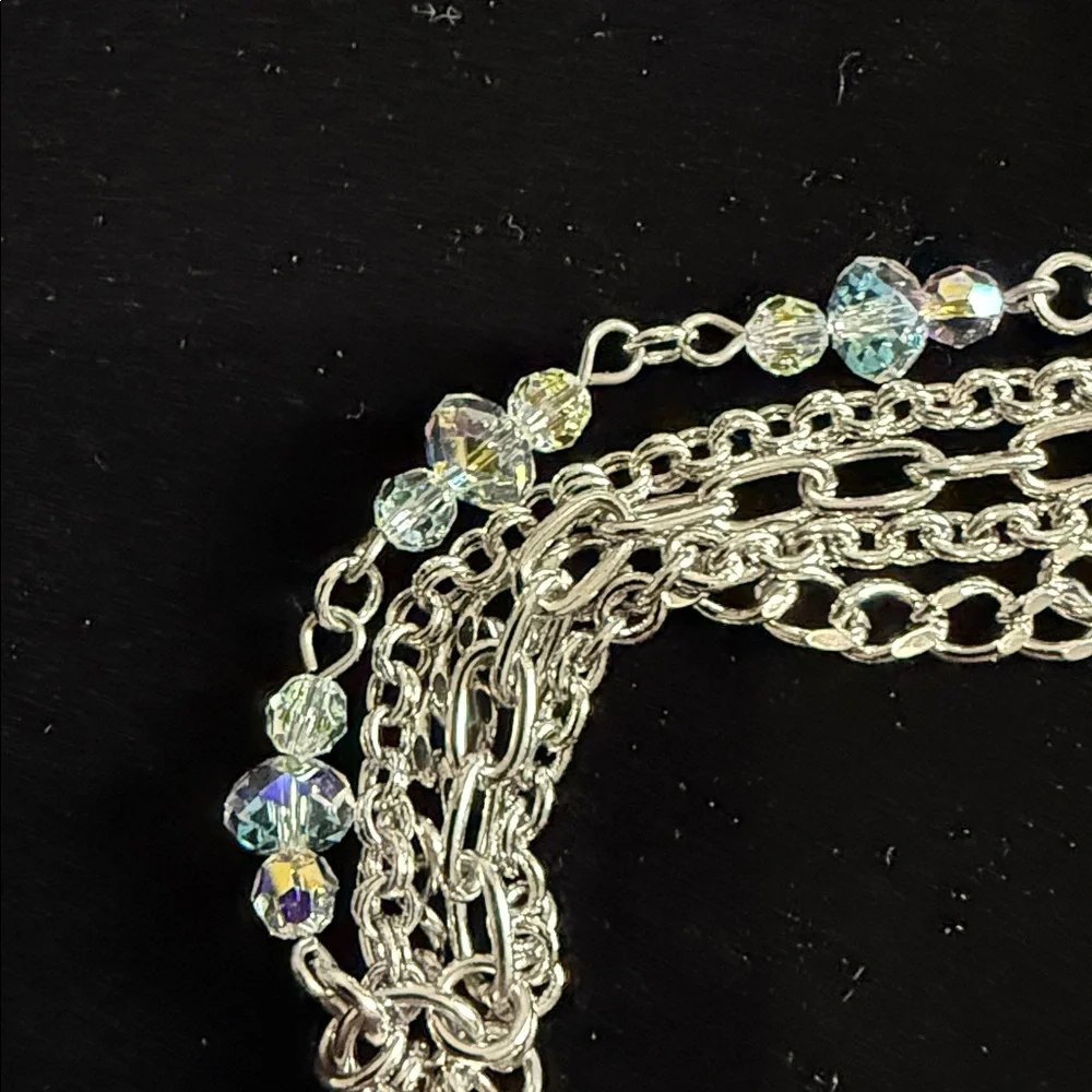 C519 Kirk’s Folly Silvertone Chain and Aurora Borealis Bracelet 7-8” - Picture 3 of 5